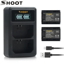 SHOOT 2Pcs NP-FZ100 NPFZ100 NP FZ100 Battery + LED Dual USB Charger for Sony Alpha A7R III A7 III ILCE-7M3 A9R A9 9R 9S ILCE-9 2pc 2280mah np fz100 np fz100 fz100 battery usb dual charger ac adapter for sony np fz100 battery sony a9 a7r iii a7 iii