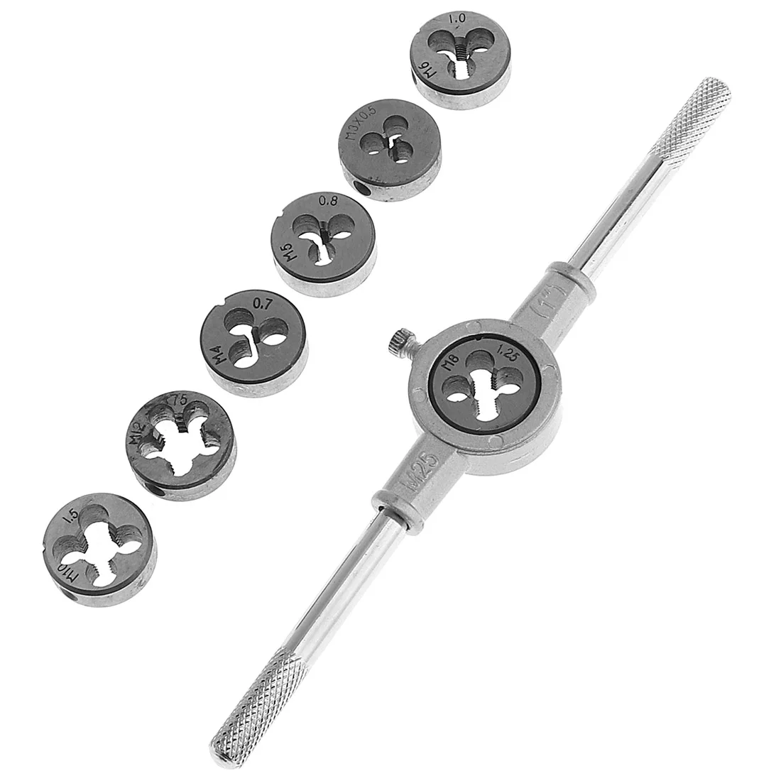 High Quality 8Pcs Metric HSS Circular Tap and Die Set Adjustable T Handle Wrench Tackle Tool Kit