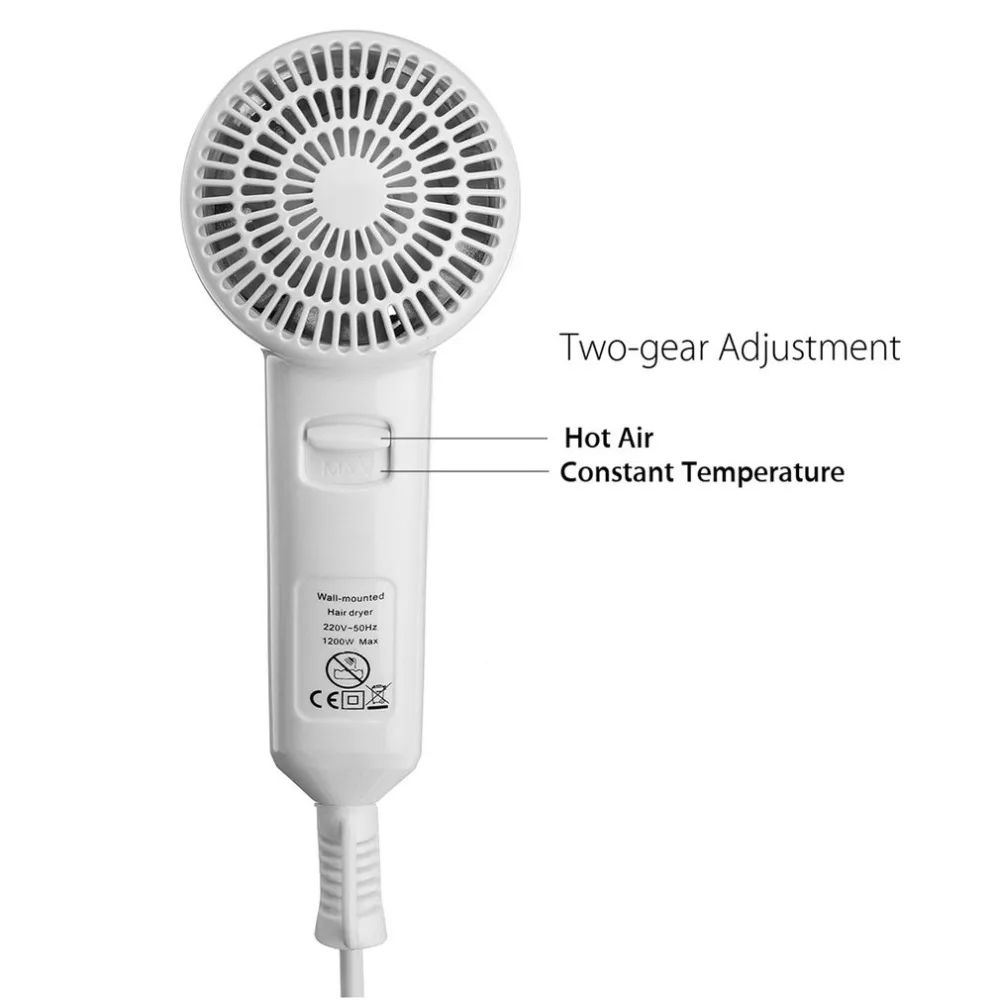 220V 1200W Negative Ion Wall Mounted Hair Dryer Blower Hotel Home With Holder EU Plug Hair Dryer Blower Drying Tool