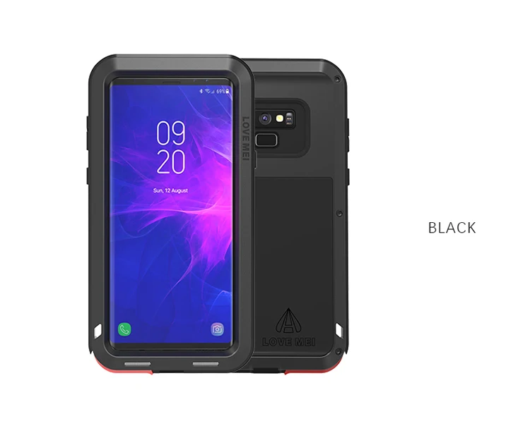 Love Mei Aluminum Metal Armor For Samsung Note 9 Shockproof Dirtproof Full Body Heavy Duty Case For Samsung Galaxy Note 9 Cover - Цвет: Black