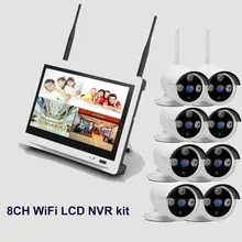 8ch Outdoor IR WiFi wireless security camera system 1080 12.5 inches LCD WiFi wireless ip camera NVR kit