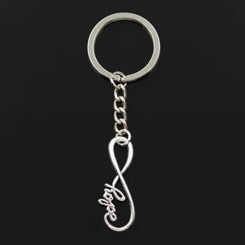 

Fashion 30mm Key Ring Metal Key Chain Keychain Jewelry Antique Bronze Silver Color Plated Infinity Symbol Hope 39x15mm Pendant