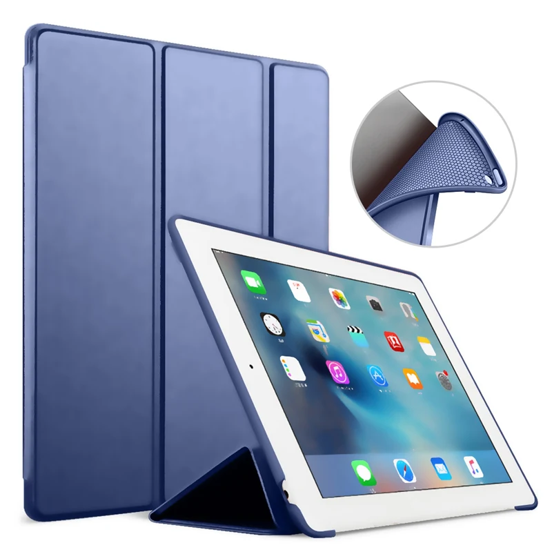 Для iPad 9,7 дюймов / чехол для iPad Air 1/2 чехол трехстворчатая подставка волшебный мягкий задний умный чехол с подставкой держатель для iPad 568 - Цвет: Navy