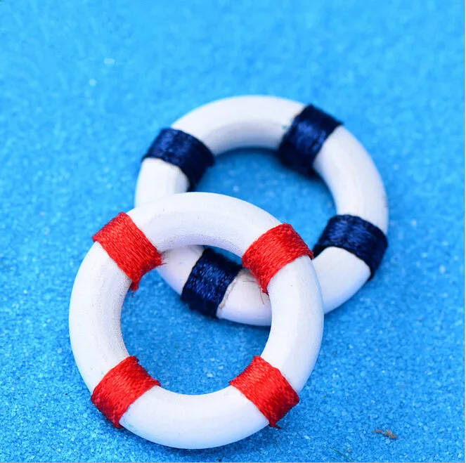 

Free shipping Simulation of blue/red life buoy the Mediterranean style beach sea model material micro landscape gardening