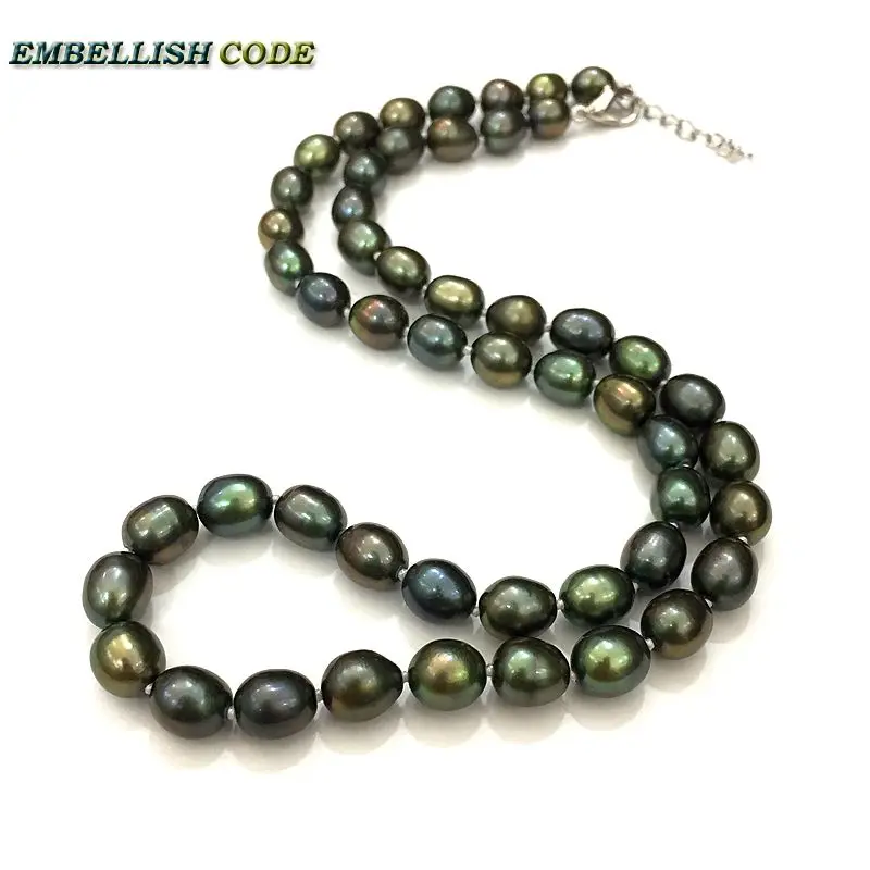

flawless fine jewelry simple teardrop shape dark green natural cultured pearls tradition choker necklace gift for girl women
