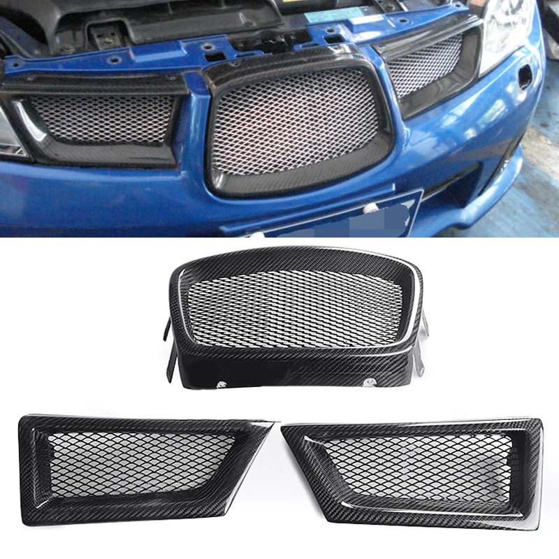 

Mayitr 3pcs/set Carbon Fiber Front Auto Mesh Grille For Subaru Impreza WRX STi 9th 2006-2007 Car Styling