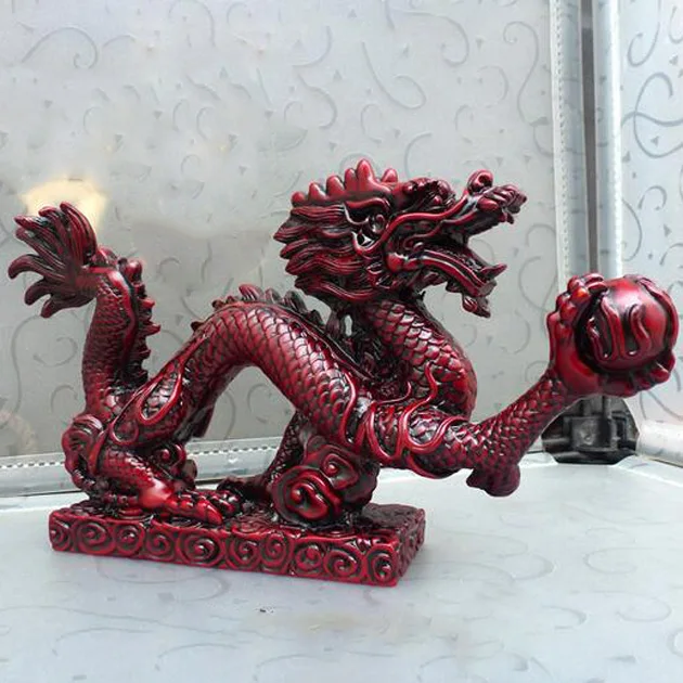 Традиционный винтажный смоляный красный китайский фэн-шуй фигурка дракона Статуя на удачу и успех 6 ''Лун 14*4*9 см CANDYKEE