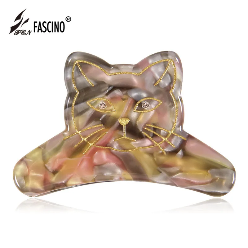 

2018 New Fashion Design Hair Jewelry Acetate Cute Cat Hair Claws Clips Rhinestone Hair Crab Clips For Women Girls Headwear Tiara