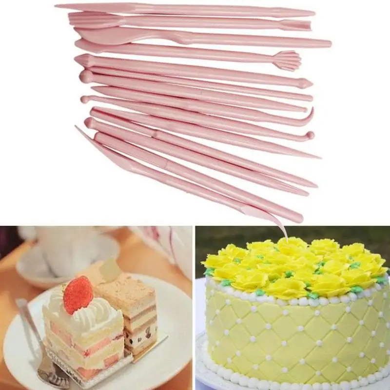 

14pcs/Set Cake Sculpture Pen Sugar Modeling Smoother Polymer Clay Mold Fondant Flower Gum Paste Cake Decorating Tool Kit