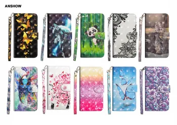 

For Xiaomi MI8 8 SE A2 Redmi 6 Note 5 Pro 6A S2 5A 4X Cartoon 3D Leather Wallet Case Flower Wolf Flip Cover Card 60PCS