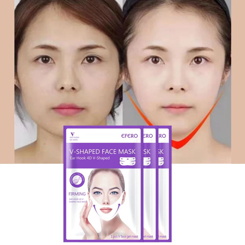 EFERO 4D двойной V для лица, укрепляющая маска, бумага для похудения, устраняющий отеки лифтинг, укрепление, тонкий массажер прибор для ухода за
