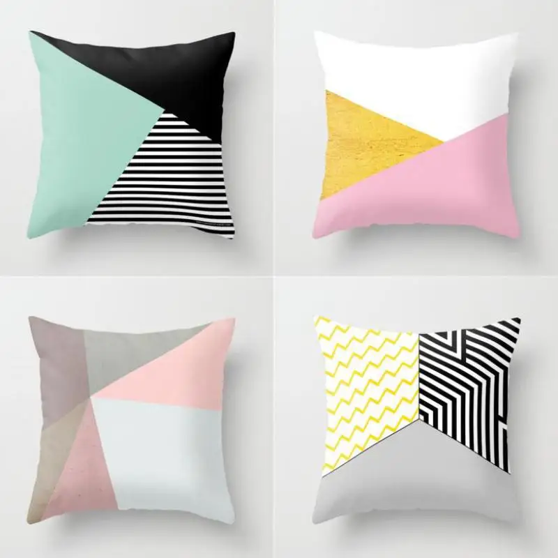 

40x40cm Color Geometric Pattern Decorative Throw Pillow Home Decor Car Seat Sofa Geometric Square Cushion
