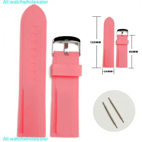 24mm Charming Pink Silicone Jelly Rubber Ladies Watch Band Straps WB1054O24JB