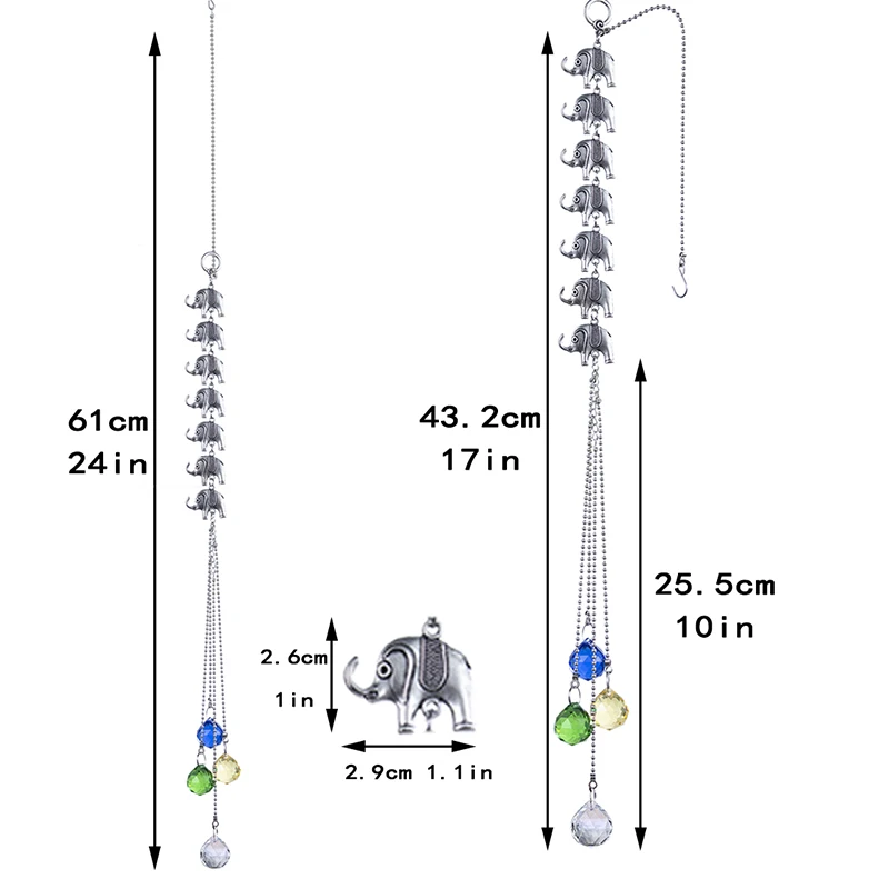 H& D семь слонов стеклянный Турецкий Дурной глаз защита дома Шарм-висячие украшения Настенный декор Suncatcher с кристаллами орнамент