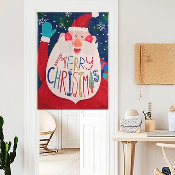 

New Linen NOREN Japanese Style Door Curtain Christmas Decor Santa Milu Deer Tapestry 85x120cm/85x90cm