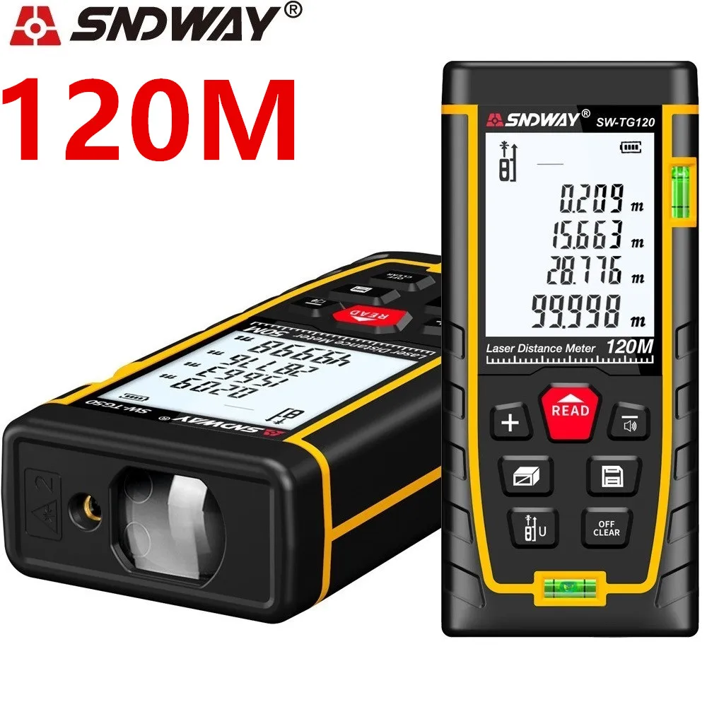 Günstige SNDWAY laser distanzmessgerät laser entfernungsmesser 40M 50M 70M 120M laser range finder Band Roulette Diastimeter trena lineal Messen