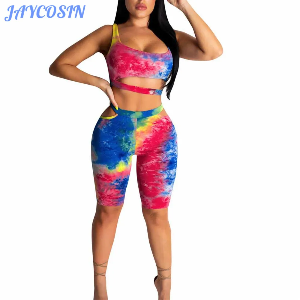 

JAYCOSIN Women Set Clothes Sexy Rainbow Color Snake Pattern Two Piece Set Top And Pants Boho Summer Ladies Matching Sets 2019