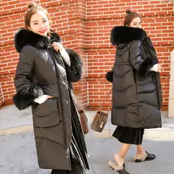 Высококачественная зимняя женская куртка, пальто, пуховик, черная тонкая Толстая парка с капюшоном, большие размеры, женские пальто
