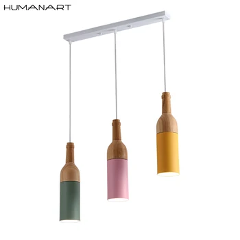 

Modern Beer Bottle Shape Chandelier Home Lighting Simple Chandelier Pendants Restaurant Indoor Light Three Led E27 Lamp Holder