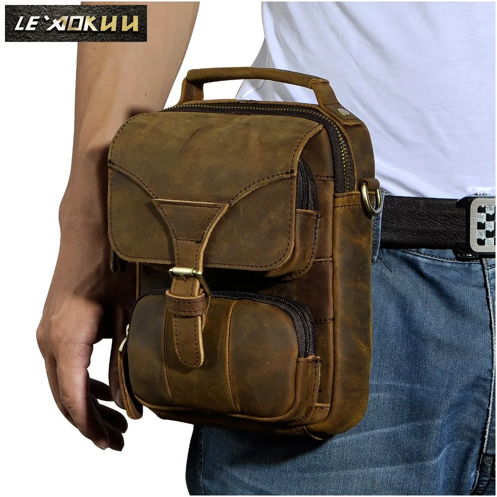 Couro Masculino Multifunction Casual Moda Ombro Mensageiro Bolsa Crossbody Designer Mochila Cinto Pacote Tablet 2074