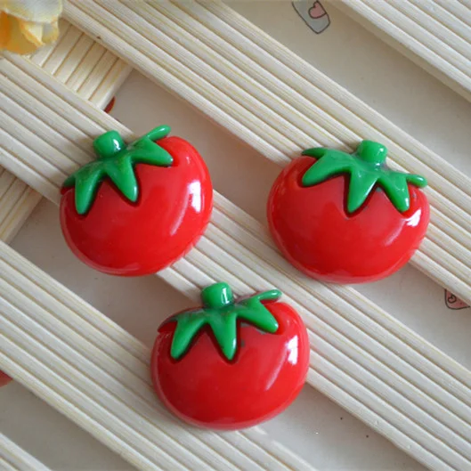 100pcs/lot resin flat back simulation fruit red tomato 26*24mm Scrapbooking Craft Cabochon For Hair Cellphone Decoration