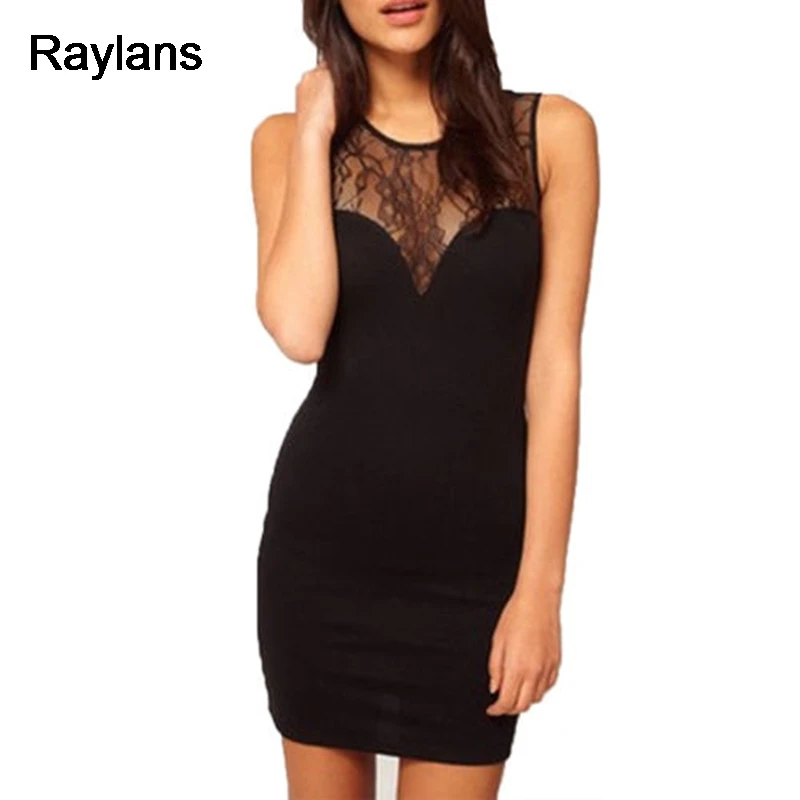 Raylans Chic Women Sleeveless Lace Bodycon Dress Evening Party Short Mini | Женская одежда
