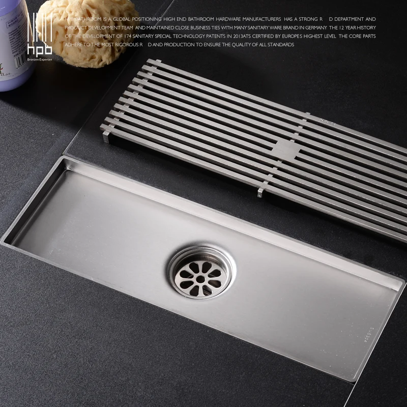 Hpb 30 10cm Bathroom Drains Linear Drain Odor Resistant Stainless Steel Shower Floor Drains Brushed Bathroom Accessories Hp7911 In Drains From Home