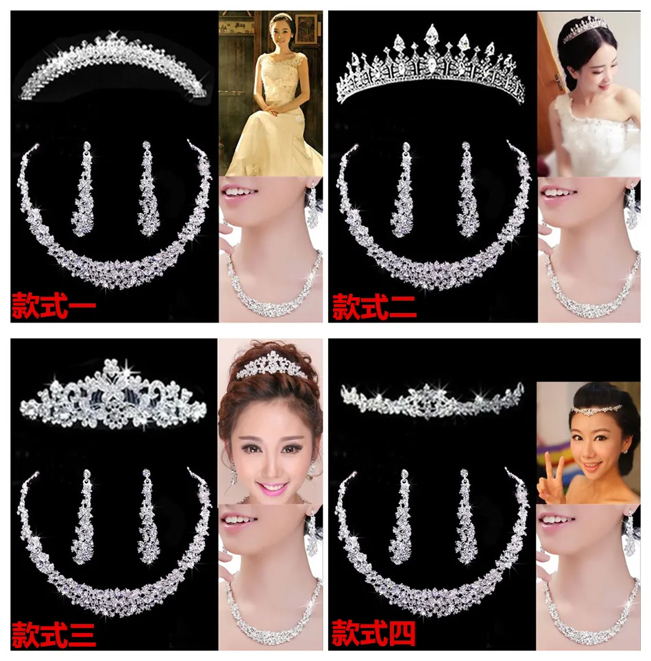  Trendy Wedding Bridal Prom Rhinestone Crystal Necklace Earrings Jewelry Set (2)