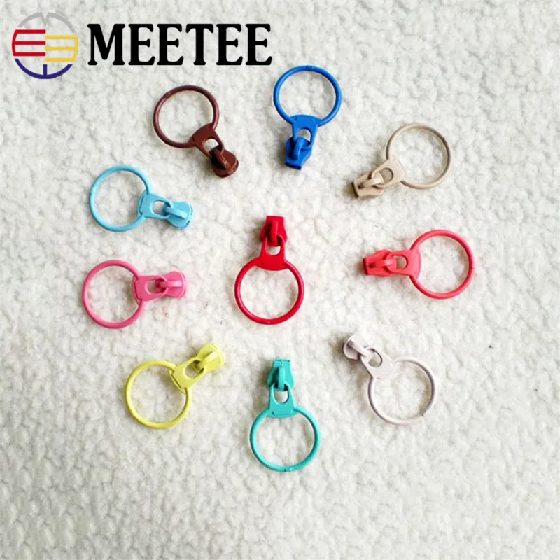 MEETEE 10pcs 3 Zipper pull the slider with resin headband ring head