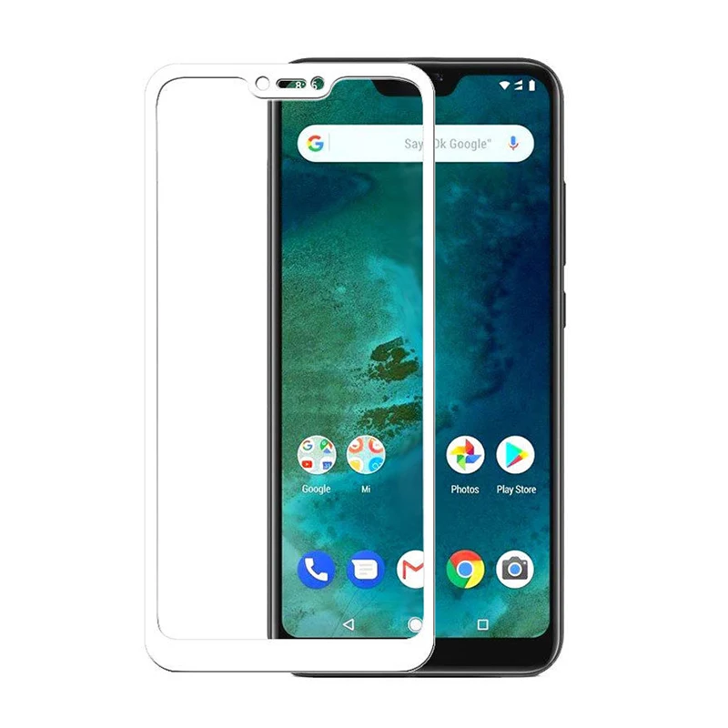 Защитное стекло для Xiaomi mi a2 lite светильник полное покрытие на xio mi a 2 светильник защита экрана закаленное стекло для redmi 6 pro - Цвет: white