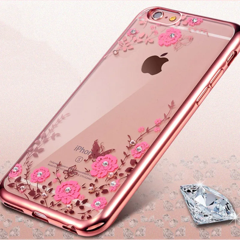 

SUYACS For iPhone 4 4S 5 5S SE 6 6S 7 8 Plus X Back Cover Secret Garden Soft TPU Electroplate Anti Shock Mobile Phone Cases