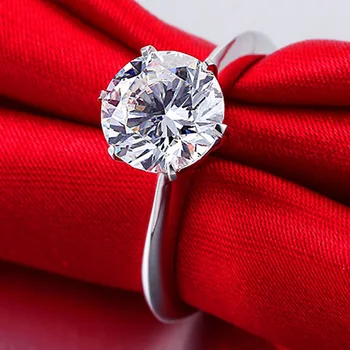 

Classic Six Claw Inlay 1ct SONA High Carbon Drill Wedding Rings For Women is 925 Sterling Silver Jewelry LR203-2