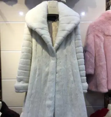 Шуба SHILO GO, женская зимняя мода, цельное натуральное Норковое длинное пальто с воротником, большая юбка, темно-Фиолетовое длинное пальто с карманом - Цвет: 2
