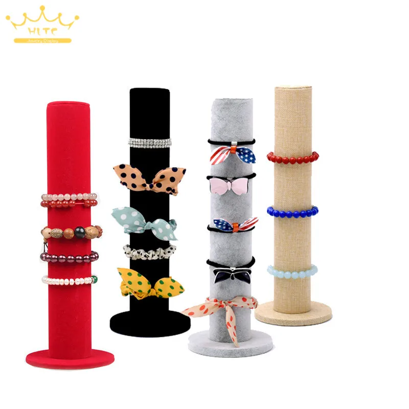 

Hot Selling Black or Gray Velvet Bracelet Display Holder Jewelry Receiving for Bracelets Bracelets Organizer Shelf Rack Stand