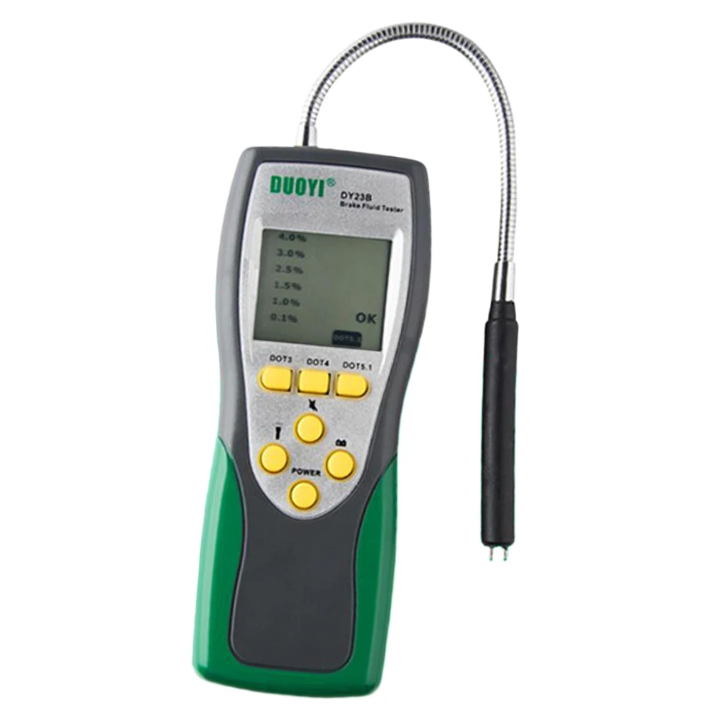 Automotive Brake Fluid Tester Oil Moisture Water Detection for Auto DOT3 DOT4 DOT5 Brake Fluid Diagnostic Detector 1PK 2.2in