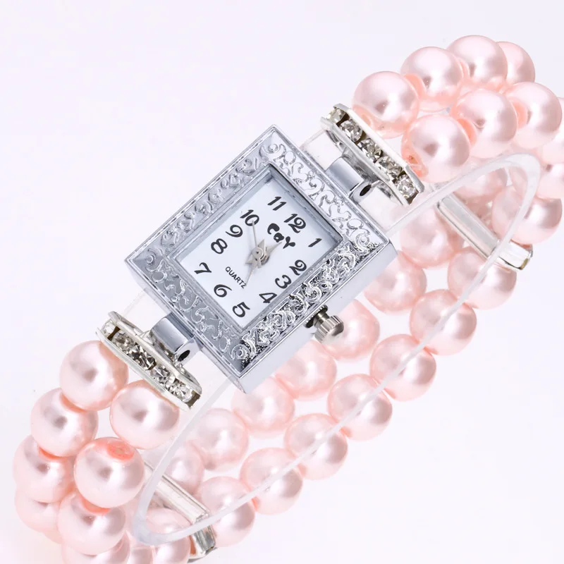 

2019Women's Quartz Wristwatches Digital Ladies Watches Fashion Fashionable women watch Leisure Pearl string Watchband Hot Sales