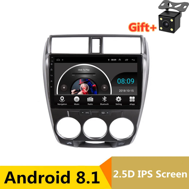 10,1 "Android 8,1 DVD мультимедиа плеер gps для HONDA CITY 2008 2009 2010 2011 2012 2013 аудио автомобиля Радио Стерео навигатор