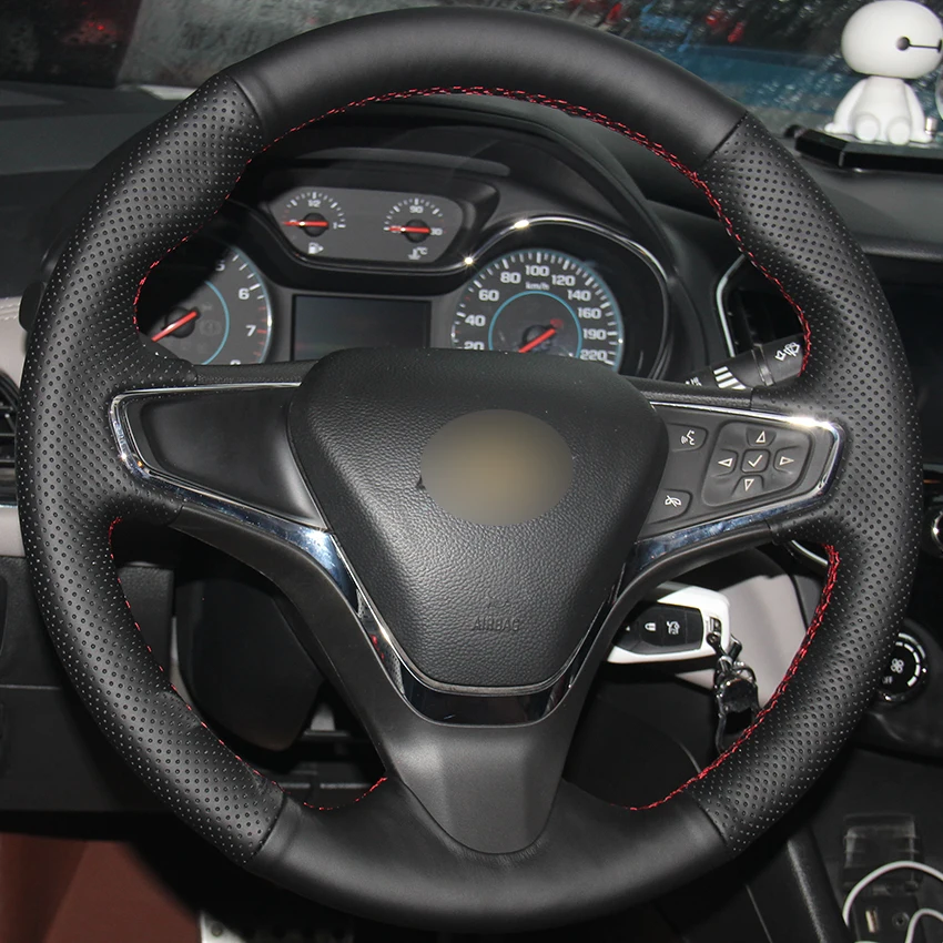 Black Natural Leather Car Steering Wheel Cover for Chevrolet Cruze 2015