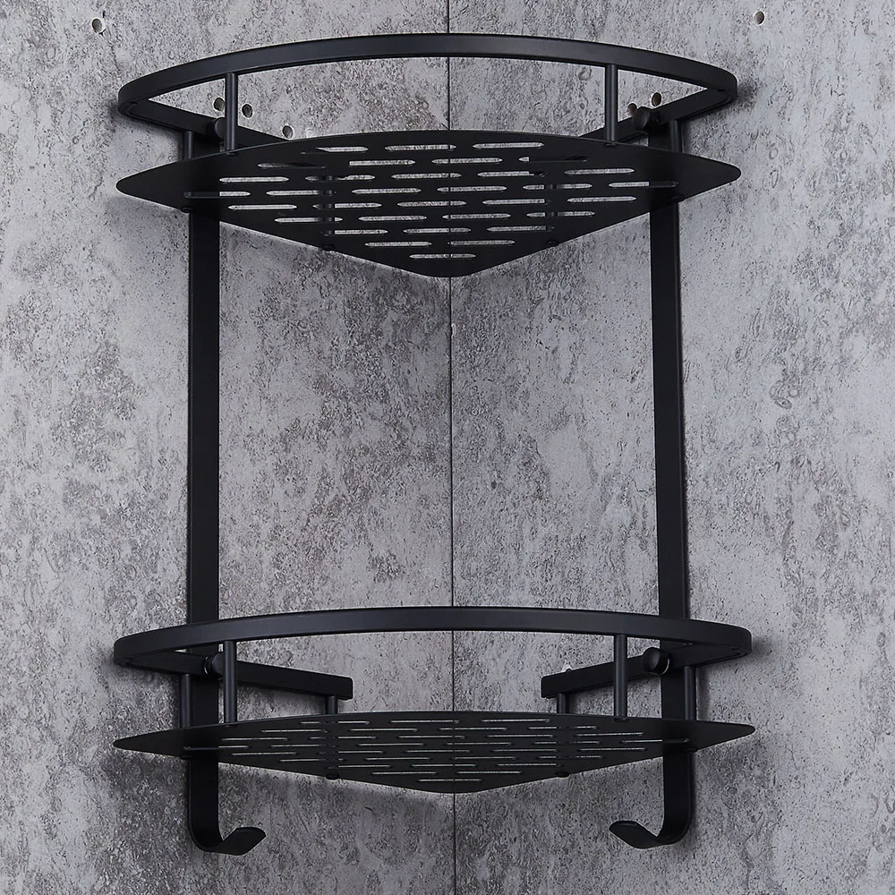 

Double Layer Bathroom Shelf Shower Shampoo Soap Cosmetic Shelves Triangular Basket Wall Hanging Corner Rack