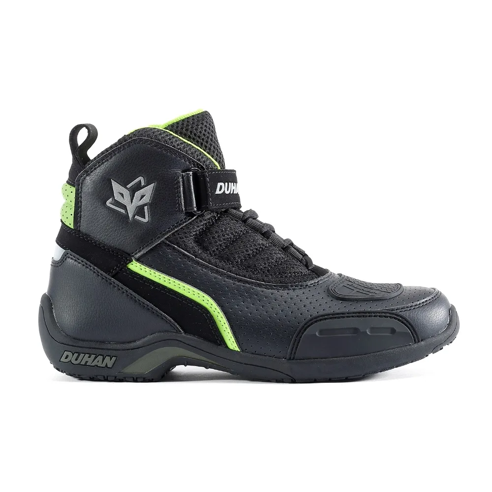 Botas de motocicleta DUHAN de malla de verano para hombre, zapatos de motocicleta, botas de carreras todoterreno, botas de Moto, negro, blanco, verde