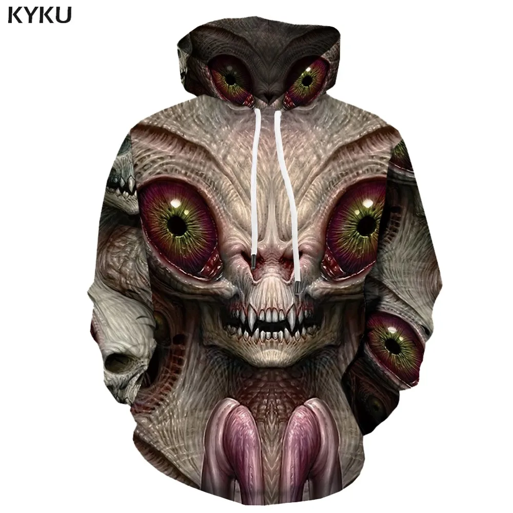 

KYKU Brand Animal Hoodie Men Skull 3d Printed Skeleton Hooded Casual Harajuku Sweatshirt Printed Gothic Hoody Anime