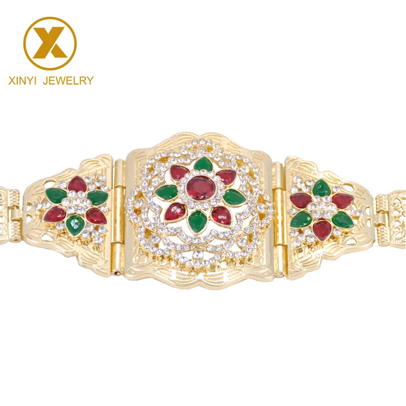 

Traditional Moroccan caftan waist chain chic for women's wedding gold-plated gold color rhinestone metal belt