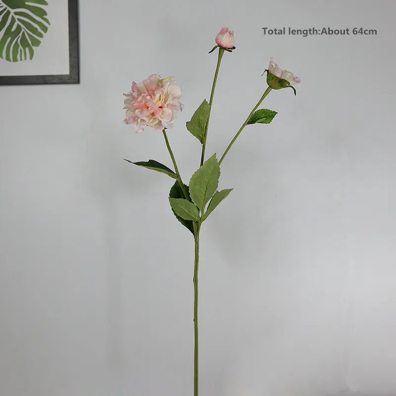 Flone 3 Heads Artificial Paeonia Flower Branch Simulation Silk Flowers Hydrangea Fake Flower Bouquet Home Party Decor Floral (17)