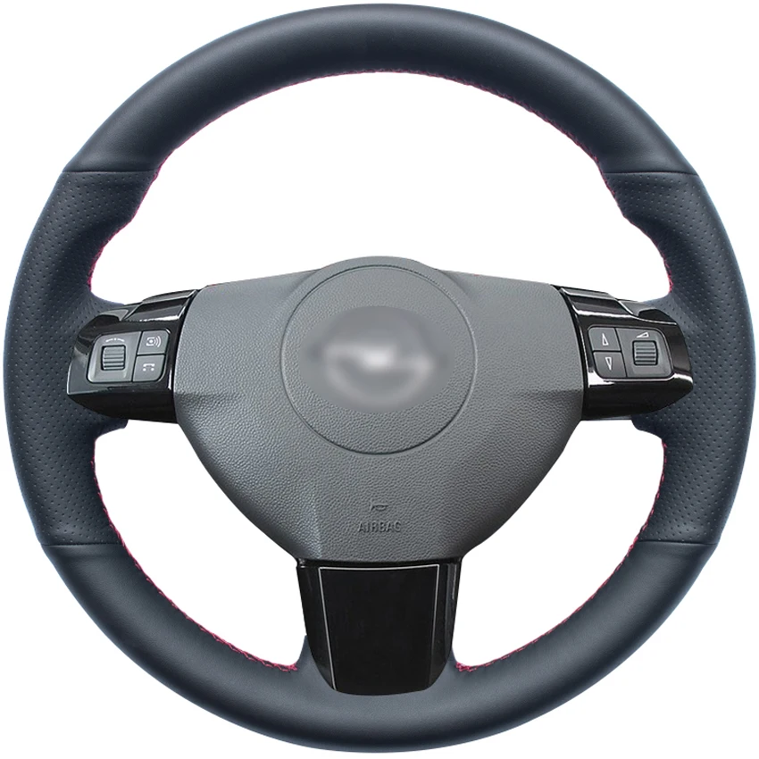 Black Leather Hand stitched Car Steering Wheel Cover for Opel Astra