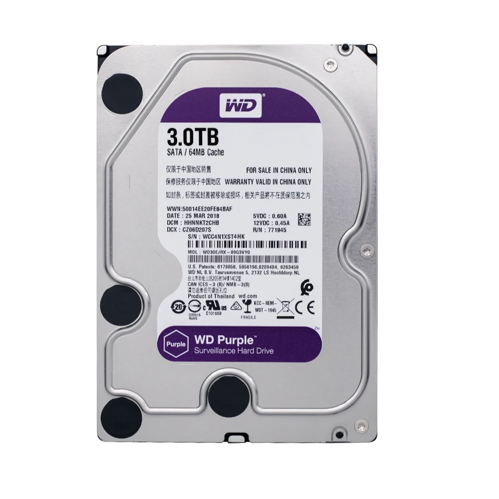 

WD Purple WD30EJRX 3TB SATA 6.0Gb/s 3.5" Hard Drive for cctv camera AHD DVR IP Camera NVR