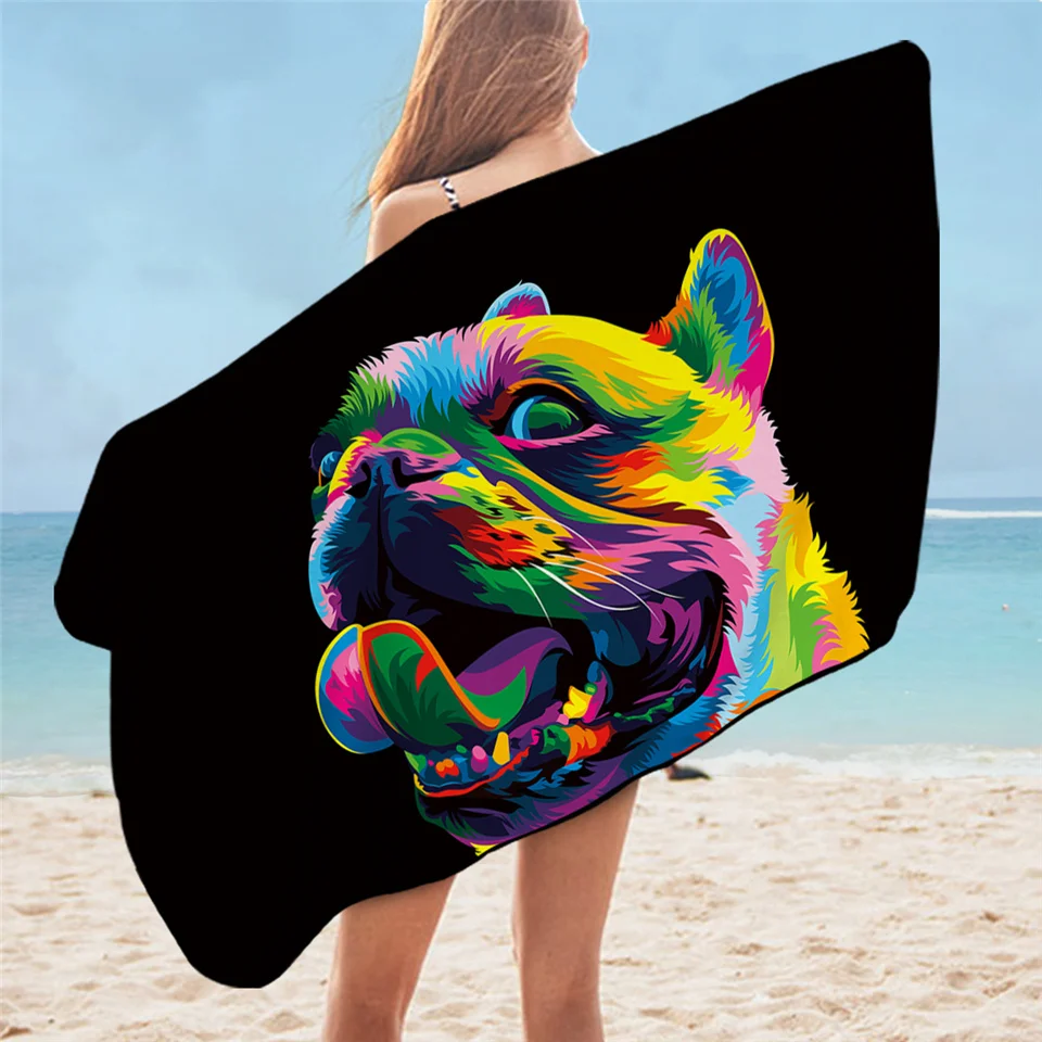 Быстрое и сфокусированное пляжное полотенце Cheetah by Weer с леопардовым принтом, слоном, бульдогом, банное полотенце для взрослых, цветной Прямоугольный Коврик для йоги с дикими животными