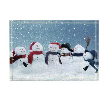 

Xmas Bath Curtain, Snowmen standing in winter Christmas Landscape Bath Rugs, Non-Slip Funny Indoor Outdoor Doormat