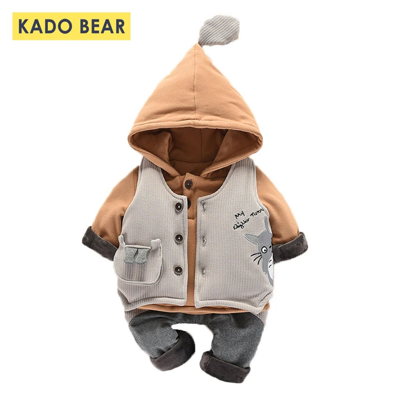 

Newborn Baby Boy Thick Winter Clothes Autumn Hooded Tops Warm Infant Clothing Set Cartoon Vest Kids Outfit Hoodie Boys Coat 3pcs