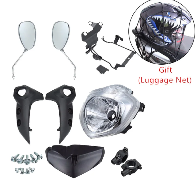 Motorcycle Headlight Head Light Lamp Assembly Kit Rear View Mirror