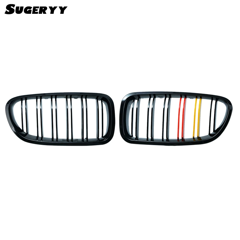 

SUGERYY 1 Pair For BMW 5 Series F10 F18 2010-2015 Gloss Black Mix Color Kidney Double Slat Line Car Grill Grille Car-stylingZ40